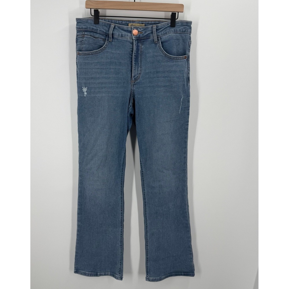 Democracy Flex-ellent Jeans Women 12 Blue Distressed Bootcut BC1509KEY2